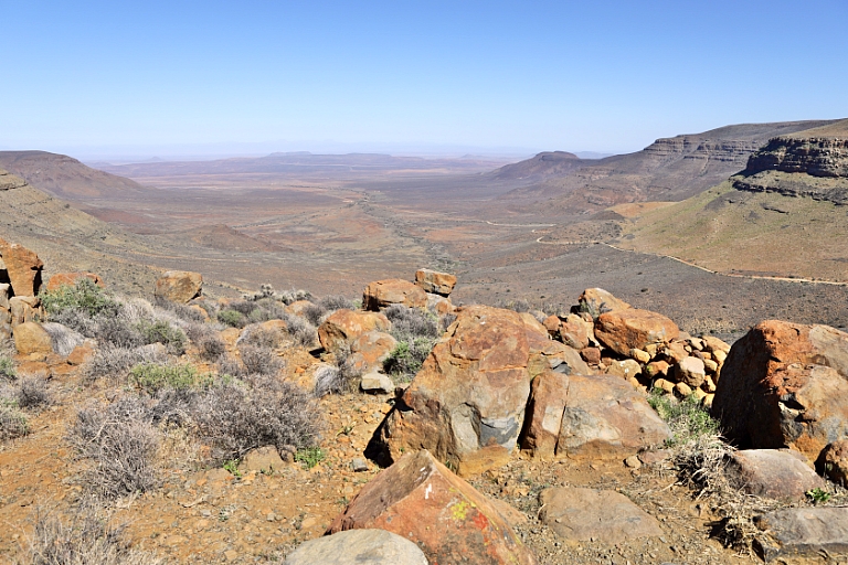 Blick vom Gannaga-Pass in der Tankwa Karoo, Südafrika