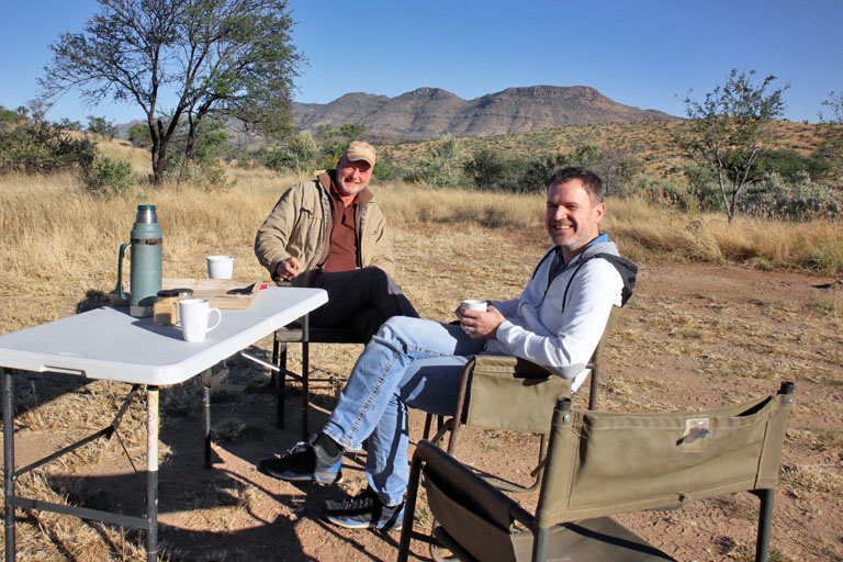 Morgenkaffee mit Markus auf Glücksland, Namibia