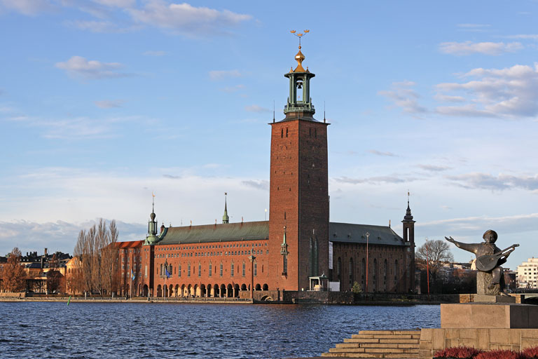 stadshuset in stockholm, standort evert taubes terrasse, dezember 2021