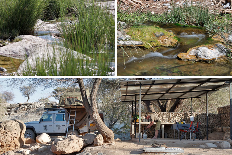 campsite und landschaft ongongo waterfall site, namibia, september 2023