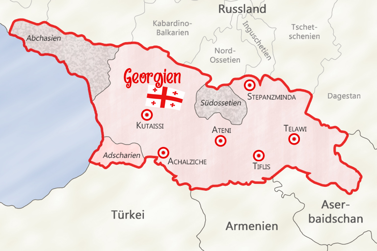 landkarte georgien, unsere reiseroute, mai 2024