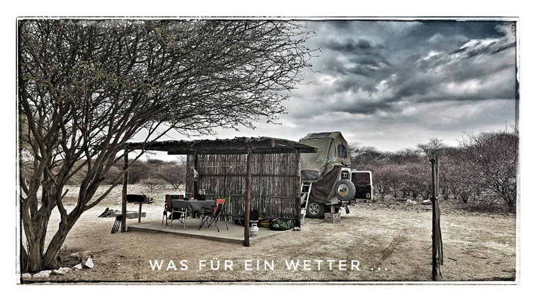 spitzkoppe und landy schlechtes wetter, etusis-campsite, namibia, september 2024