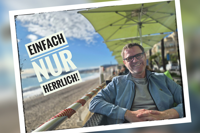 pause am strand von menton, frankreich, dezember 2025